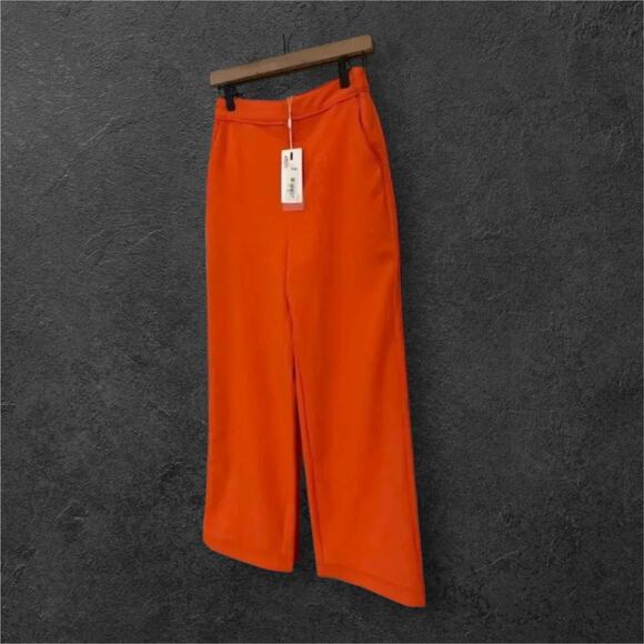 Endless Rose Orange Wide Leg High Waisted Palazzo Pants Trousers Size 0 NWT - Picture 1 of 5